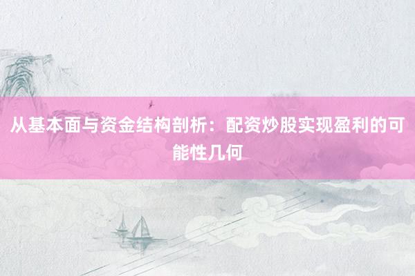 从基本面与资金结构剖析：配资炒股实现盈利的可能性几何