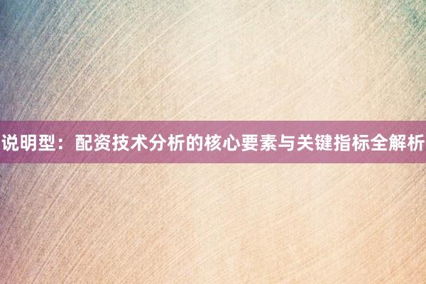 说明型：配资技术分析的核心要素与关键指标全解析