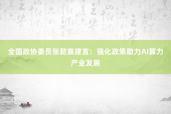 全国政协委员张懿宸建言:强化政策助力AI算力产业发展