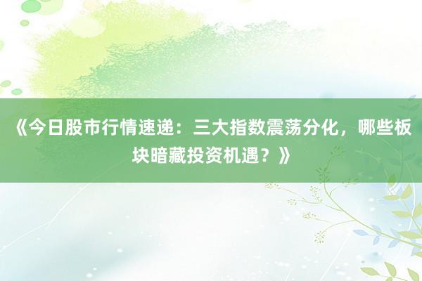 《今日股市行情速递：三大指数震荡分化，哪些板块暗藏投资机遇？》