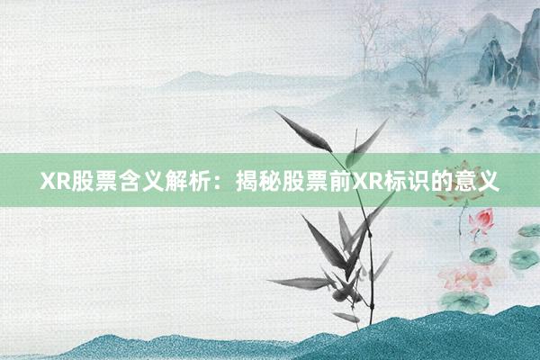 XR股票含义解析：揭秘股票前XR标识的意义