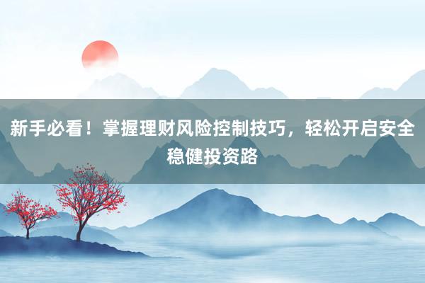 新手必看！掌握理财风险控制技巧，轻松开启安全稳健投资路