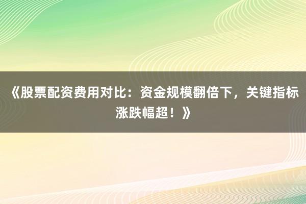 《股票配资费用对比：资金规模翻倍下，关键指标涨跌幅超！》