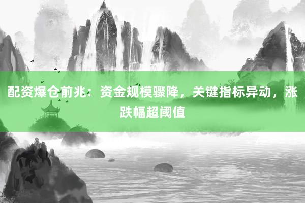 配资爆仓前兆：资金规模骤降，关键指标异动，涨跌幅超阈值