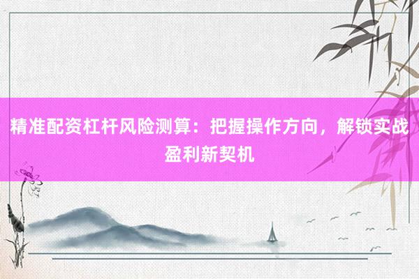 精准配资杠杆风险测算：把握操作方向，解锁实战盈利新契机
