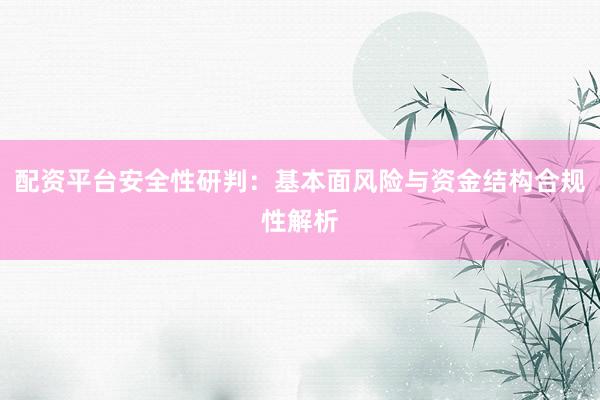 配资平台安全性研判：基本面风险与资金结构合规性解析