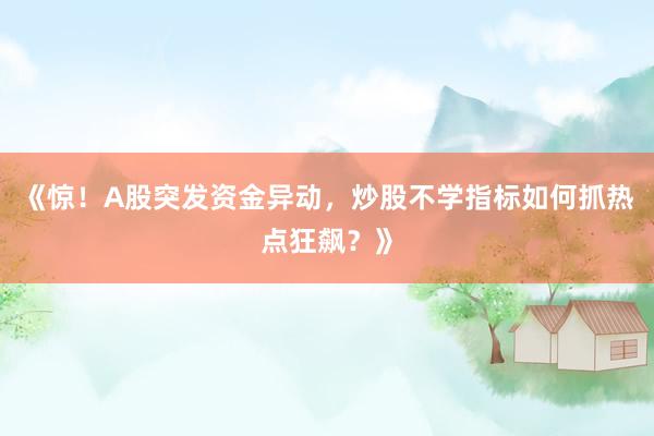 《惊！A股突发资金异动，炒股不学指标如何抓热点狂飙？》