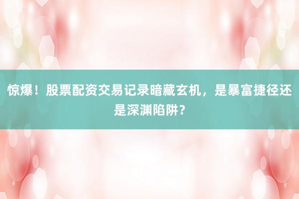 惊爆！股票配资交易记录暗藏玄机，是暴富捷径还是深渊陷阱？