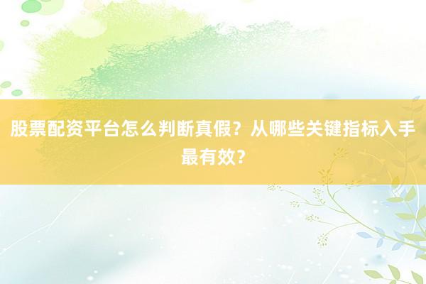 股票配资平台怎么判断真假？从哪些关键指标入手最有效？