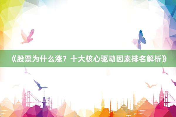 《股票为什么涨？十大核心驱动因素排名解析》