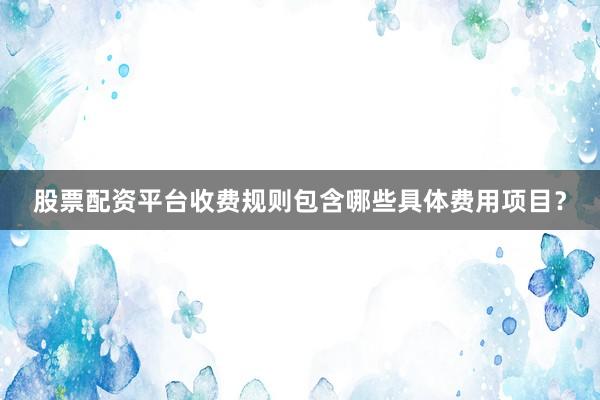 股票配资平台收费规则包含哪些具体费用项目？