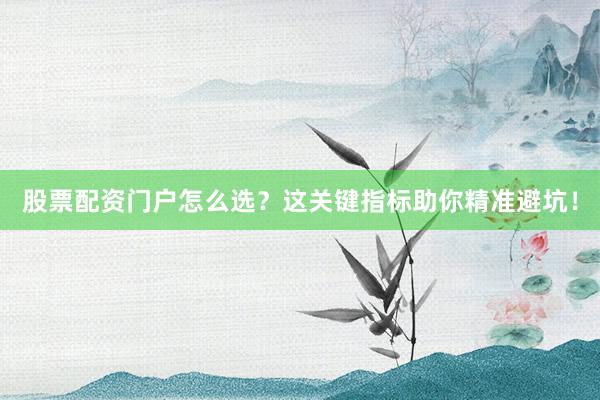 股票配资门户怎么选？这关键指标助你精准避坑！