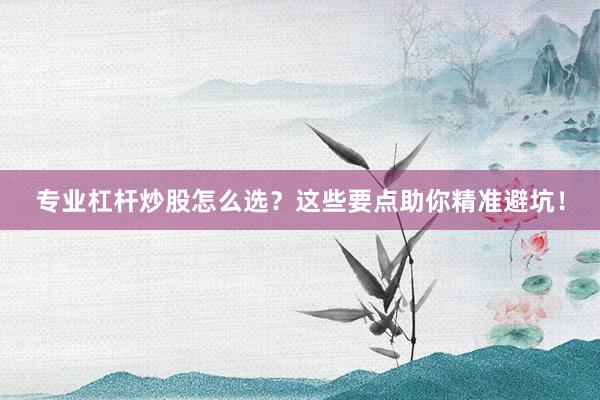 专业杠杆炒股怎么选?这些要点助你精准避坑!